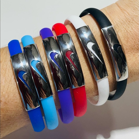 Unisex Nike Sport Silicone Wristbands Bracelet Stainless Steel Clasp Wit… - Picture 3 of 16